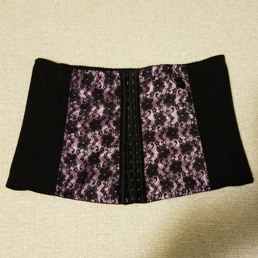 Elegant Black and Purple Lace Corset